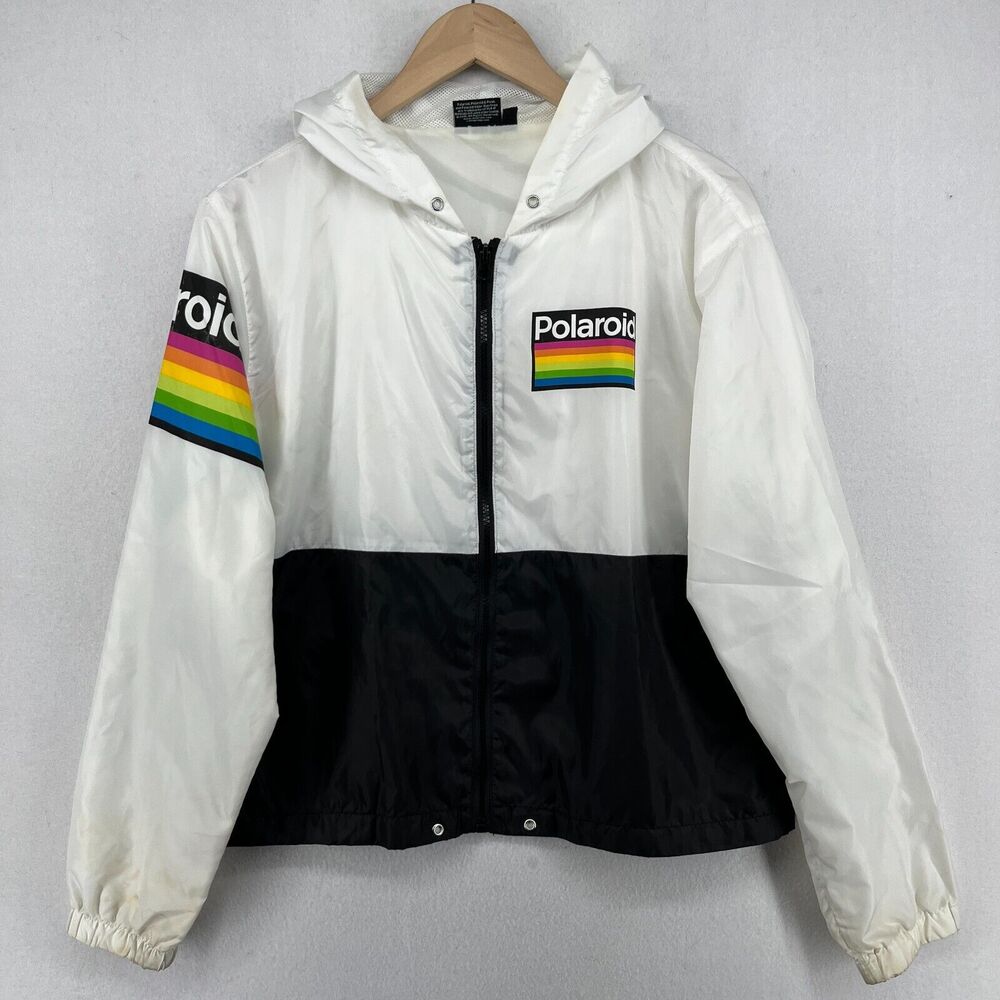 Polaroid Black and White Hooded Windbreaker